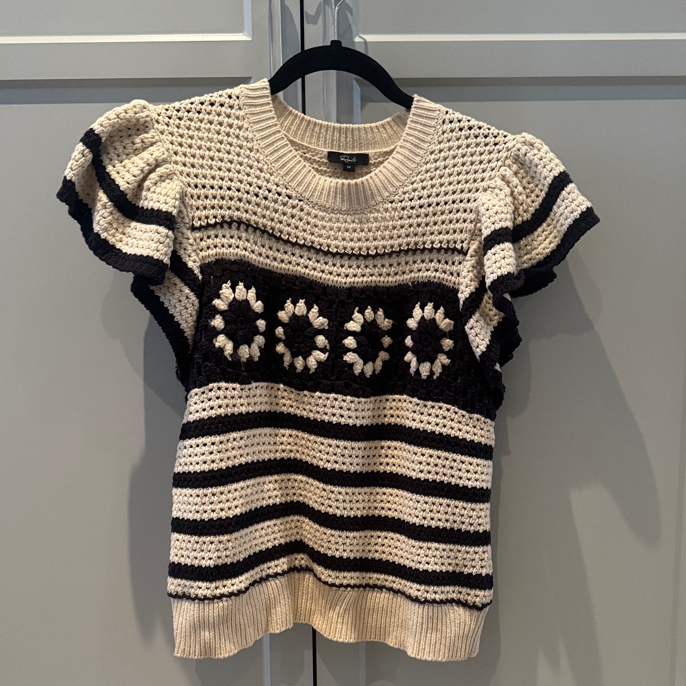Rails Striped Knit Sweater with Ruffle Sleeves
